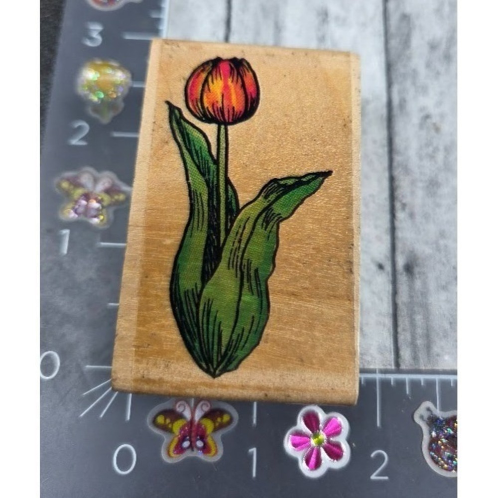 Stamp Affair Large Tulip Flower L1288 1995 Rubber Stamp Wood #B22